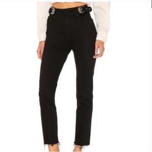 GRLFRND Zoey double silver buckle black both side  jeans high waisted size 27